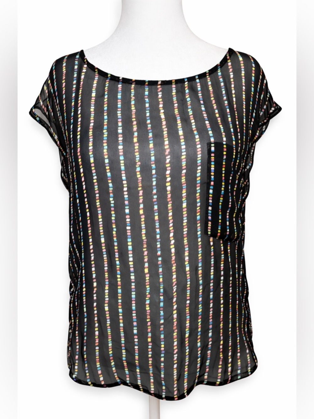 Roxy Sheer Stripe Blouse Boho Beachy Lightweight Top L